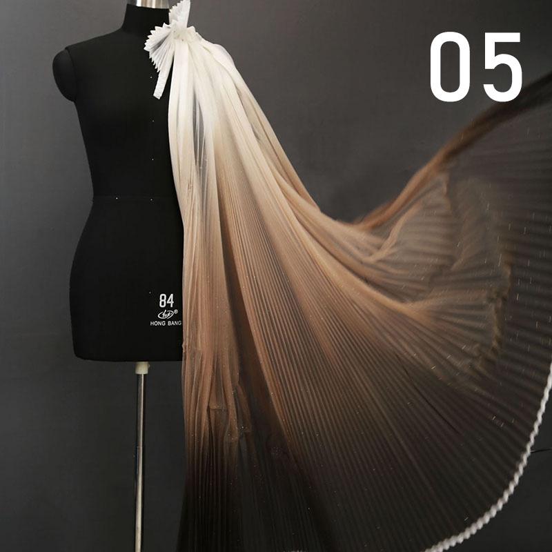 Gradient Plissee Mesh Stoff Akkordeon Plissee Stoff Für DIY Kleid Bühne Kostüm Hanfu Mode Hintergrund Decor Designer Stoff