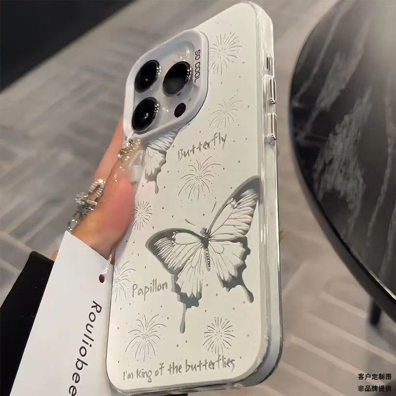 Colorful hollow butterfly Phone Case For 16 15 14 13 12 11 Pro Max Shockproof Bumper Back Cover For 16 Case Funda
