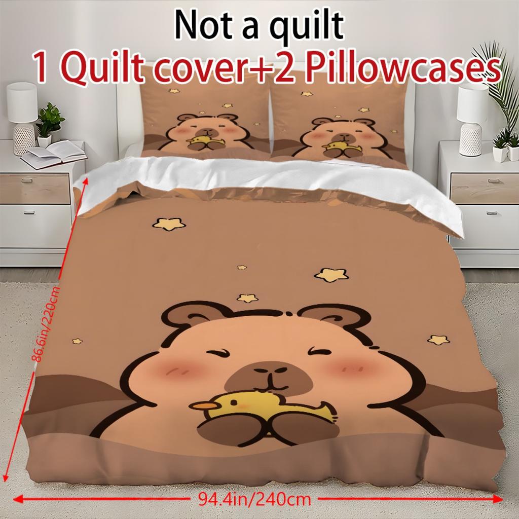 Cute Capybara Bedding Set 3D Printing 2-3 Piece Set (No Core) Duvet Cover Set Gift Bedroom Home Decor Textile For Kids Cute Gift