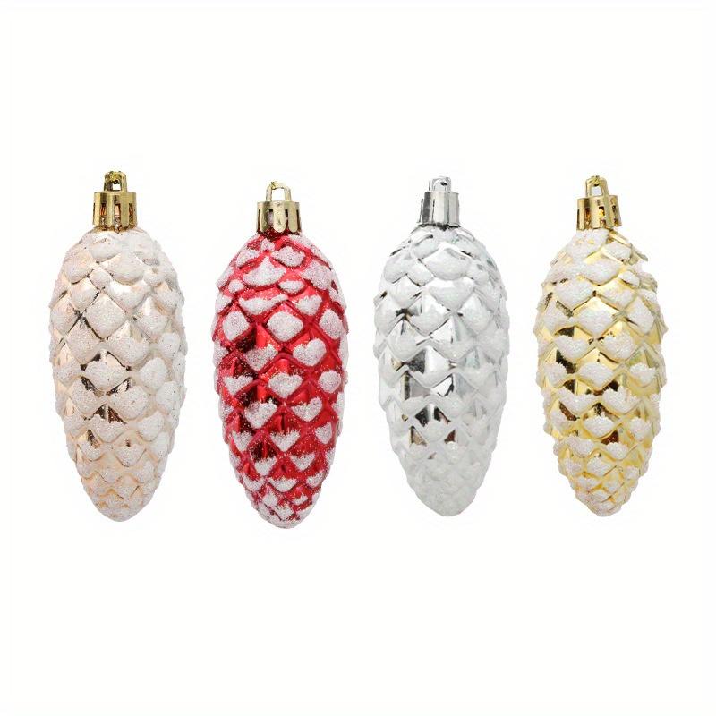 10 Pcs Christmas Pine Cone Ornaments Painted Plastic Pinecones Christmas Tree Ornaments Hanging Pinecone Baubles For DIY Crafts Home Xmas Tree Gift