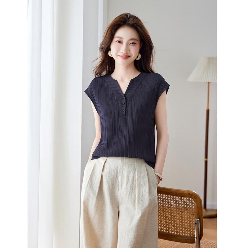 Srcr 16 Momme Silk V-Neck T-Shirt XL
