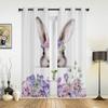 Modern Window Curtains Bunny Rabbit with Flowers Watercolor Luxury Fashion Curtains for Living Room Bedroom Kitchen Drapes
