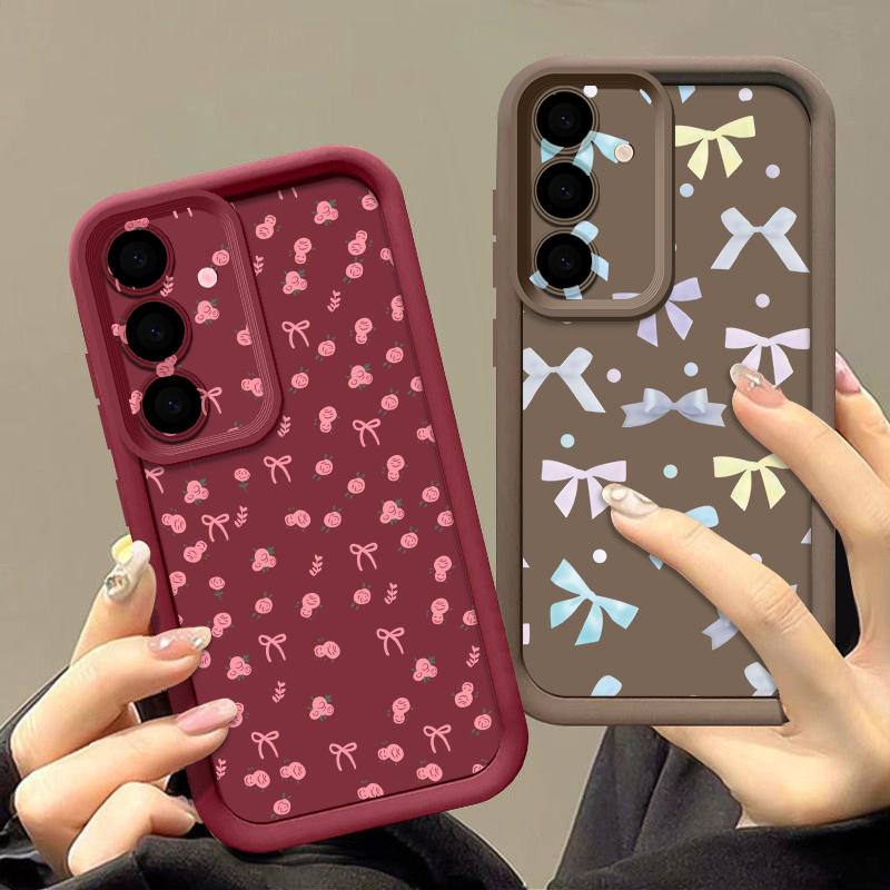 Silky Buwknots Print Case For Samsung S26 S25 Ultra S24 S23 Plus S22 S21 FE A54 A15 A25 A35 A55 A16 A26 A36 A56 A17 A27 A37 A57 5G Shockproof Cover