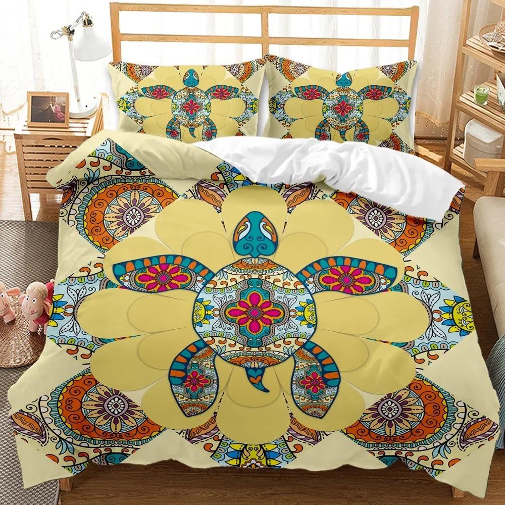 

Bohemian Elephant Mandala Pattern Bedding Set Boho Duvet Cover Queen King Size Quitl Cover Polyester Comforter Cover 70x133cm 2pcs