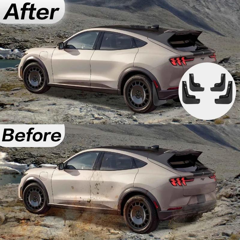 4PCS Mud Flaps for Ford Mustang MACH-E 2021-2025 Front Rear Mud Guards Splash Guards with Hardware Kit Car Accessories