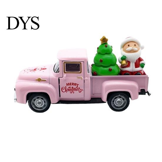 Christmas Car Ornament Pickup Truck Figurine, Vintage Statue with Santa Claus, Vehicle Figurine Tree, Snowman, Miniature Alloy for Holiday Party Decor