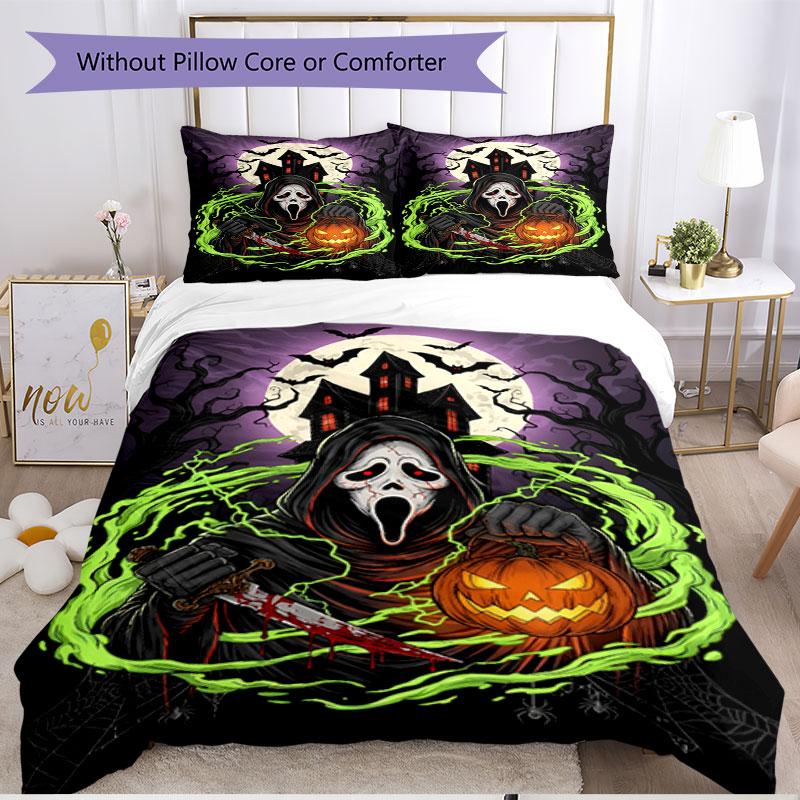 3pcs Duvet Cover Set (1*Duvet Cover + 2*Pillowcase, Without Core), The Nightmare Before Christmas Print Soft All‑Season Bedding Set, Home Bedroom Deco