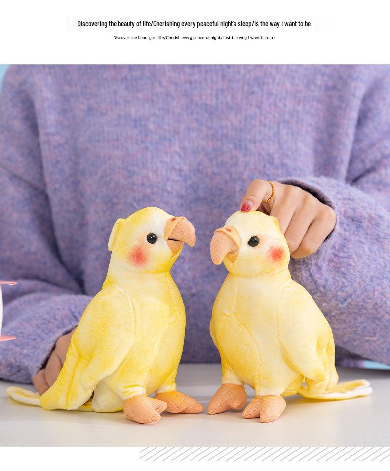 Cute Yellow Cockatiel Plush Toy – Small Bird Figurine Ornament for Parent-Child Birthday Gift