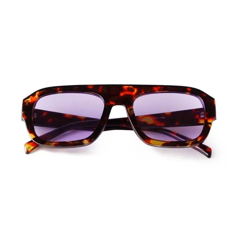 Vintage Yellow Oversized Square Sunglasses Women Men Luxury Designer Flat Top Tortoiseshell Sunglasses Lentes  Mujer S3917