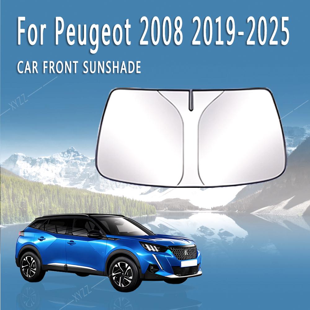 Car Front Windshield Sunshade Heat Insulation Sun Visor Summer Auto Accessories For Peugeot 2008 2019~2025 2020 2021 2022 2023