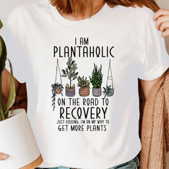 Korean Style Versatile Fashion Retro Never Enough Plants TShirt Cactus Potted Plants Graphic Casual Short Sleeve for Women S