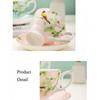 Luxury Gold Rim Bone China Tea Cup and Saucers, Elegant Floral Butterfly Coffee Mug Tableware Set, Bird on Branches Bone China Coffee Cup for Home