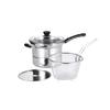 Deep Saucepan with Colander, Perfect for Pasta, Soba, Ramen, and Other Dishes. This Versatile 22cm Pot Features a Glass Lid, a Stainless Steel Constru