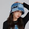 Japanese Niche Designer Bucket Hat Showing Small Face Retro Beggar Style Splicing Contrasting Color Denim Basin Caps for Women