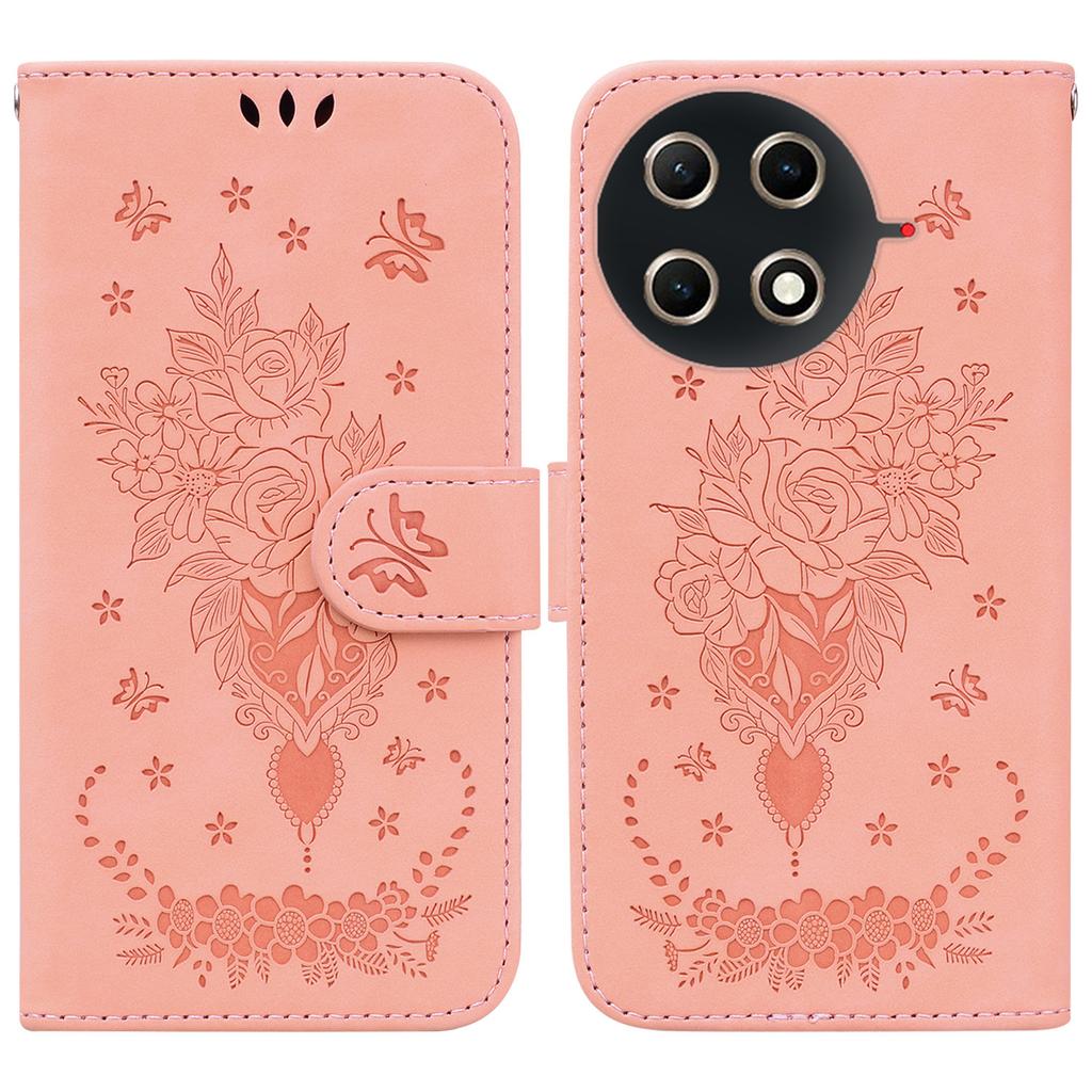 For TECNO Camon 30S 4G/30S Pro 4G Case Butterfly Flower Imprint PU Leather Wallet Phone Cover with Strap