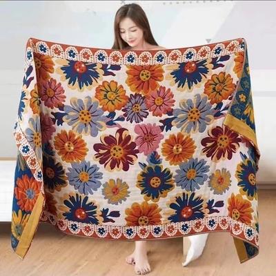 Soft Enlarged Gauze Bath Towel for Adults - 80x160 Cm, Four-Layer, Perfect for Beach or Home Use