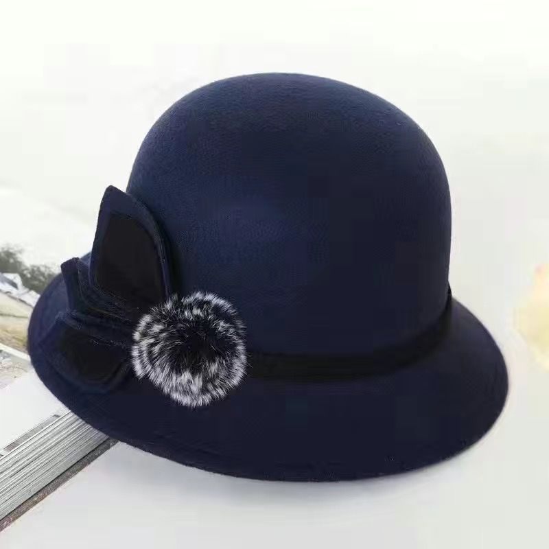 JYL TS Сделай сам Федора Шляпа Британский Стиль Зимняя Кепка Войлок Single-sidedcloth-navyblue_57cm черный оливковый