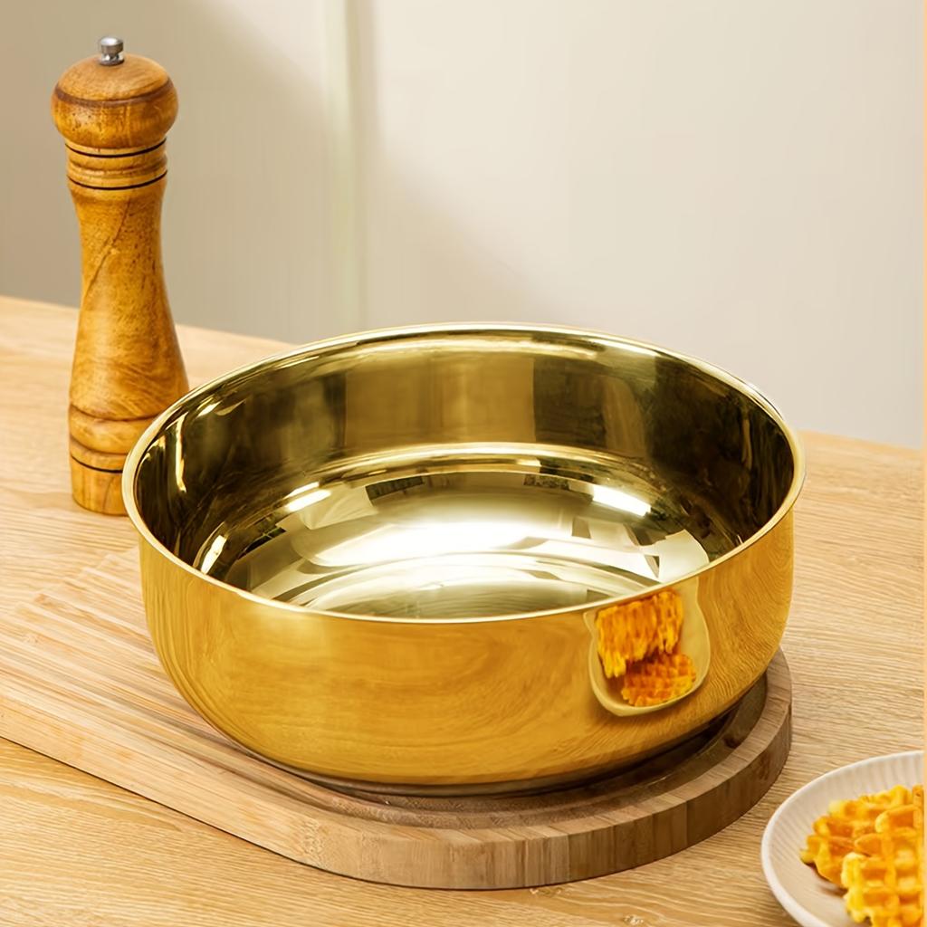 Golden Stainless Steel Mixing Bowl - Corrosion-resistant, Suitable for Kneading Dough, Eating Noodles, and Cleaning Vegetables