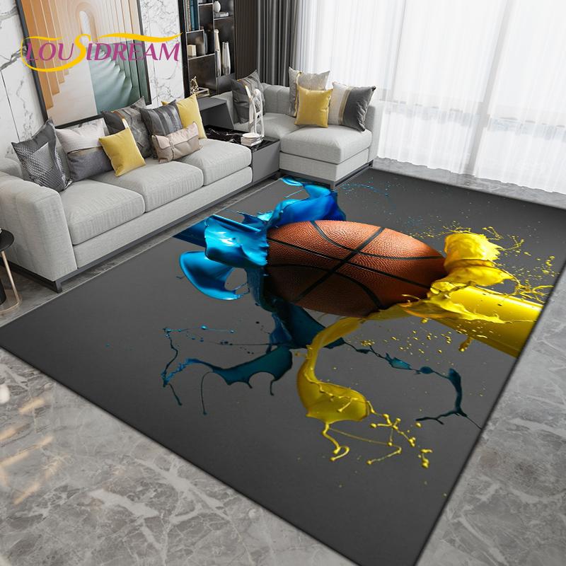 3D Creative Basketball Basketball Court Area Rug,Carpet Rug for Living Room Bedroom,Kitchen Bathroom Doormat Non-slip Floor Mat