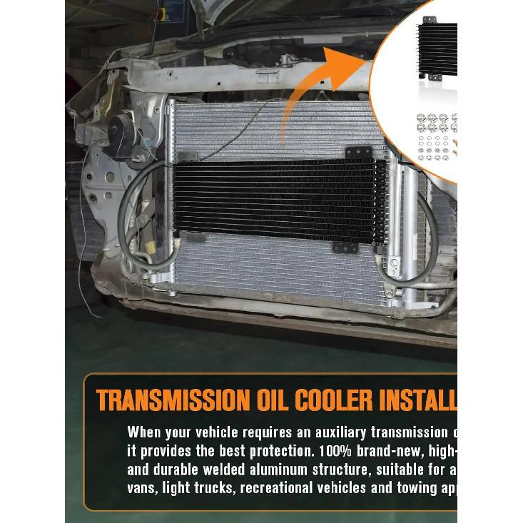 40k Transmission Oil Cooler LPD47391, Compatible with Duty 40,000 GVW Max Low Pressure Drop Trans Cooler with Mounting Hardware