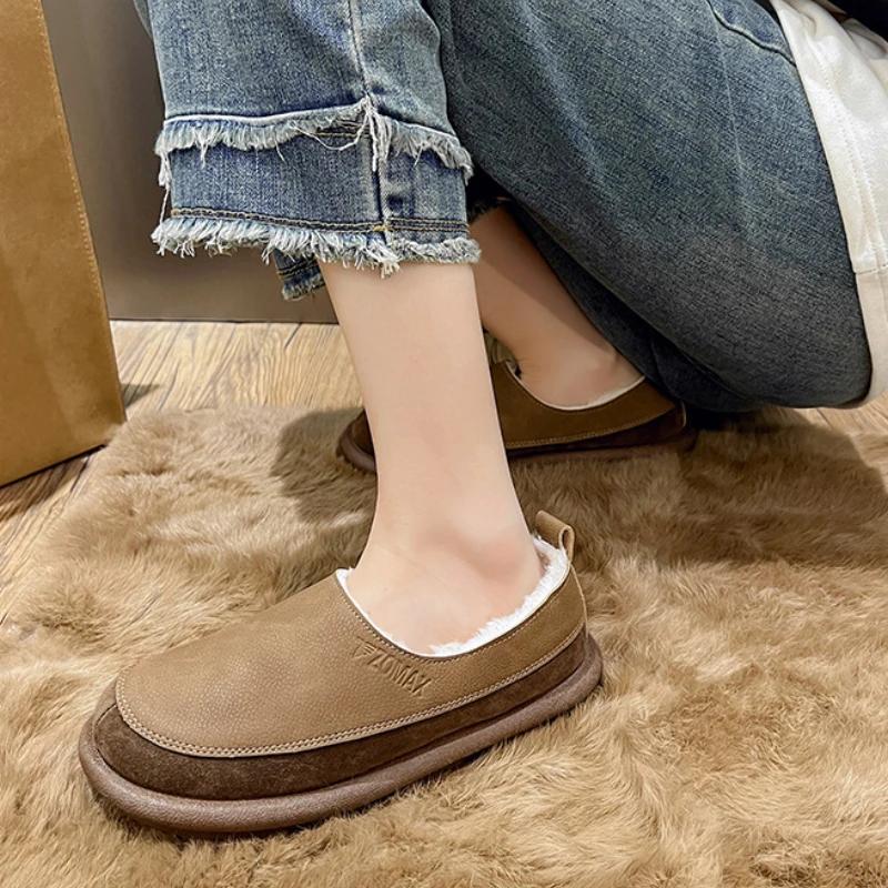 Winter Women's Cotton Shoes Fashion Round Toe Walking Shoes for Women High Quality Comfortable Casual Sneakers Women Plush Flats
