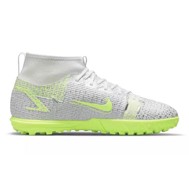 Nike Mercurial Superfly 8 Academy TF GS Metallic Silver Volt Kinder-Sneaker Weiß Schwarz CV0789-107