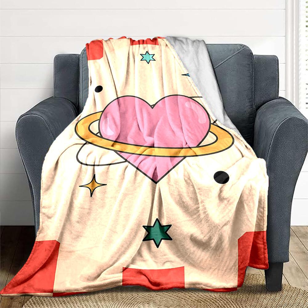 1pc Heart Planet Blanket Warm, Cozy, And Soft, Suitable for Sofas, Beds, Cars, And Office Use.Perfect for Camping And Travel, Making It a Great Gift f