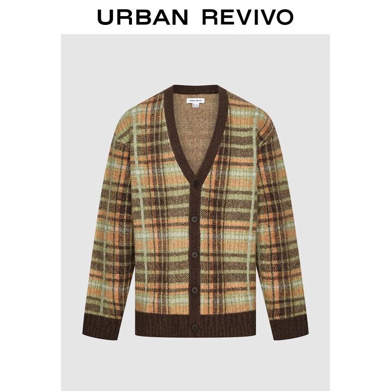 

Мужской кардиган UR с V-образным вырезом в клетку с цветовыми блоками XL