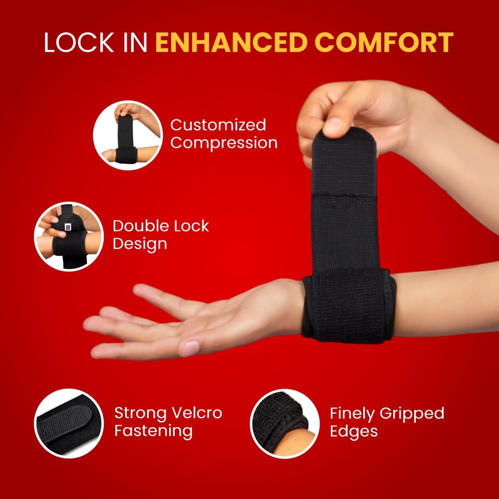 Dr.Ortho Wrist Support Neoprene Double Lock With Adjustable Wrist Strap | Neoprene Compression Brace For Pain Relief, Gym, Sports & Recovery For