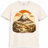 Mount Fuji Torii Gate Japanese Landscape Vintage Sunset Graphic T-Shirt.