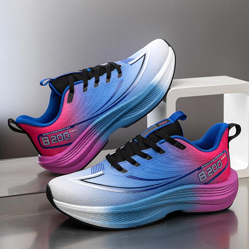 2025 spring new running shoes men's shock absorption racing marathon student sports shoes carbon board student physical training shoes