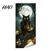 Decorative PVC Bin Wrap Halloween Trash Can Sticker, Spooky Bat Cat Pumpkin Ghost Wheelie Decal, Outdoor Decal Waterproof Garbage Sticker for
