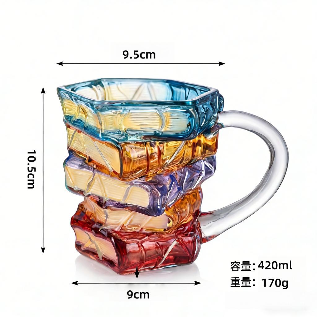 High Borosilicate Glass Cup, Drinking Glass, High Aesthetic Appeal, for Office or Home Use, Hand-painted, Mug, Coffee Cup