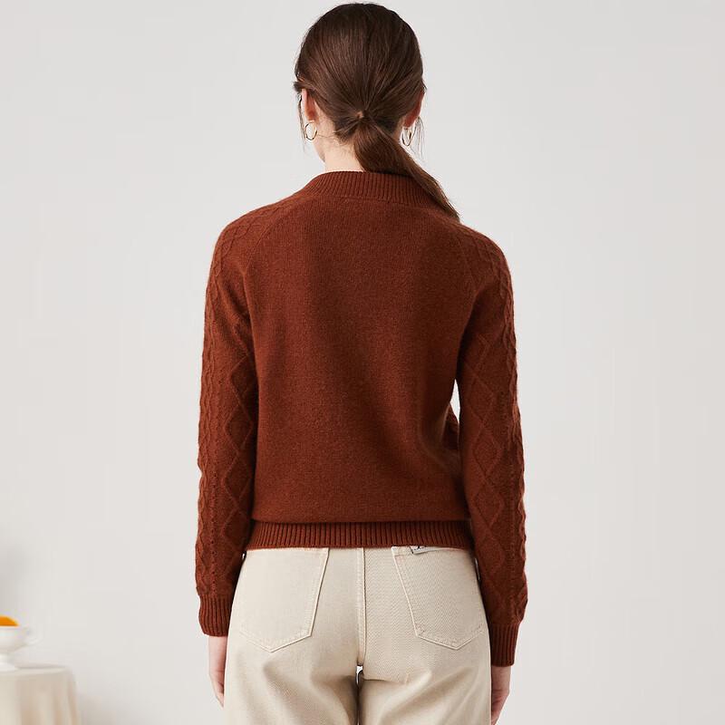 Zhaojun Women's Cable-Knit Full-Zip Pure Cashmere Sweater