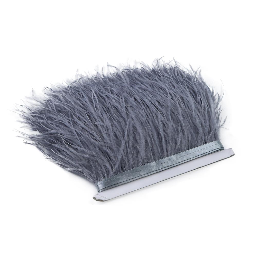 Feather1M Natural White Fluffy Ostrich Feather Trims for DIY Craft Wedding Decoration Colored Plume Ribbon Sewing dress Clothing 8-10cm