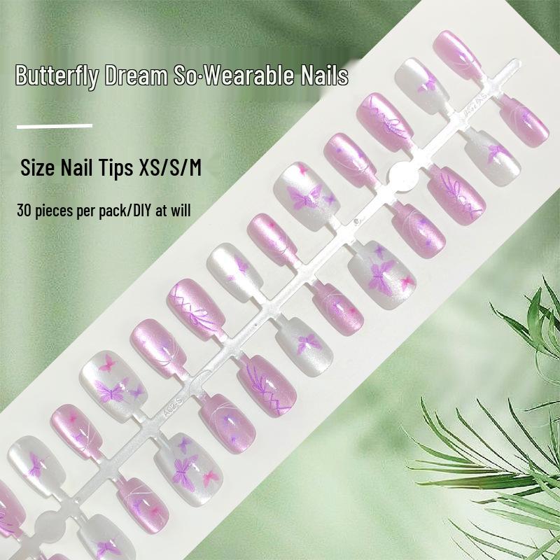 

Purple Butterfly Cat Eye Wearable Nail Art Patches: Dreamy Fairy Sweet Ribbon Design [30 Pieces] Dreamy Fairy [30 Pieces]