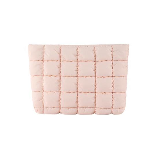 Cosmetic Bag Compact Size Quilted Makeup Bag with Top Zipper Closure Spacious Inner Pocket Easy to Clean Travel Cosmetic Organizer