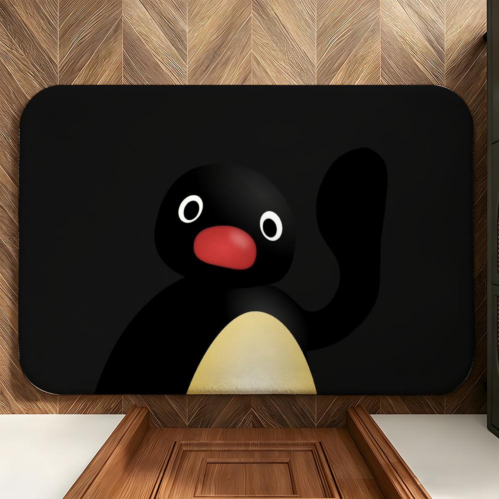 Tier B-Schwarz P-Pinguin Fußmatte Weiche Flanell-Fußmatte Geeignet für Eingangsbereiche, Wohnzimmer, Schlafzimmer und Badezimmer