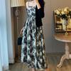 Ink Painting Retro Small Floral Tube Top Suspender Skirt Women's Clothing Summer New Product Waist Design Sense Fashion Temperament Long Dress