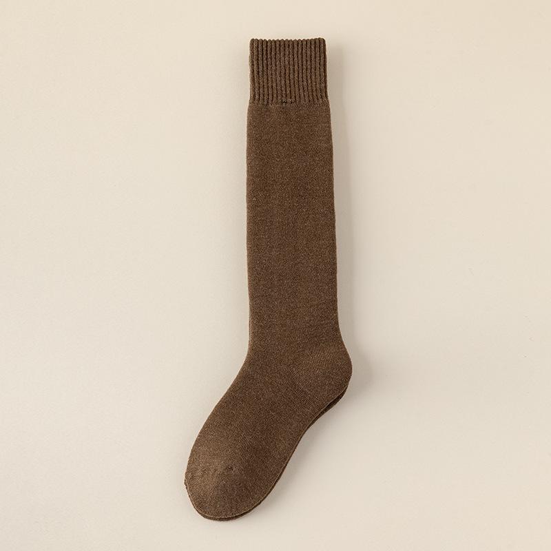 Men's Wool Knee-High Socks: Warm Fleece-Lined, Thick Terry Loop for Autumn/Winter.