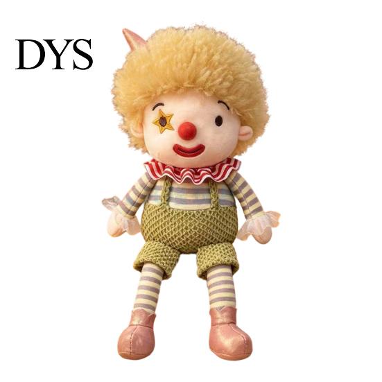 Unique Room Decor Vintage Circus Clown Plush Toy, Soft Stuffed Jester Doll with Embroidered Face, Retro Decorative Figurine for Shelf, Cute