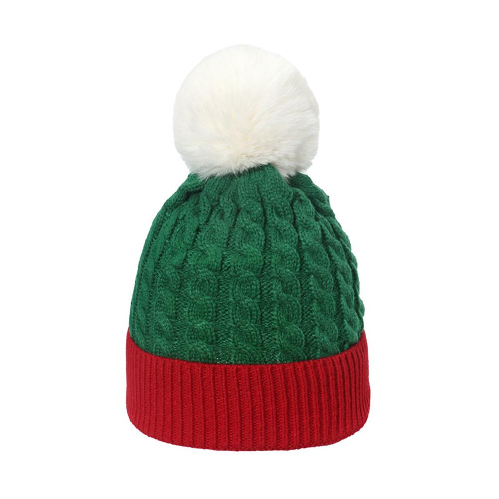 100% Acrylic New Red And Green Stitching Wool Hat Foreign Trade Holiday Wild Knitted Hat Christmas Hat Women