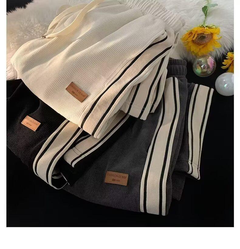 2025 Spring/Autumn Men's Corduroy Pants: Stylish, Loose, and Versatile Drape Straight Fit.