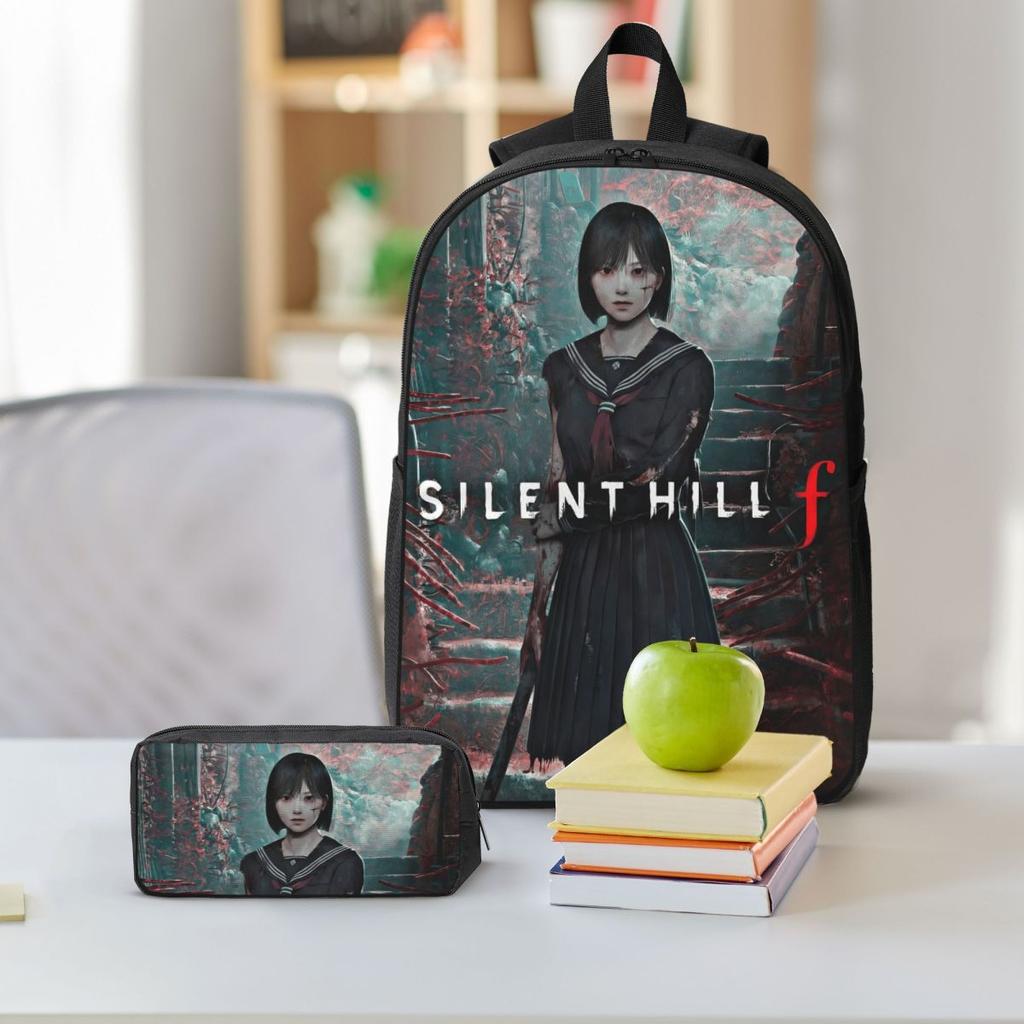 3Pcs Silent Hill F 2025 Backpack Set for Girls Boys Pen Bags Bookbag Sets with Lunch Box For School Students Knapsack