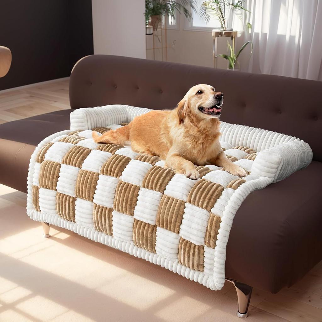 Checkered Plush Pet Bed Soft Comfortable Dog Bed/Cat Bed Square Cushion for Pets