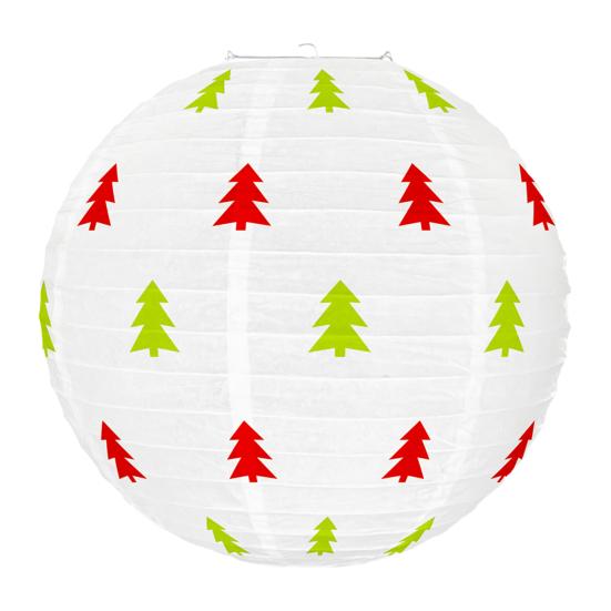 Red And Green Paper Lantern 12 Inches Christmas Hanging Round Lantern for Indoor Outdoor Holiday Ceiling Decor