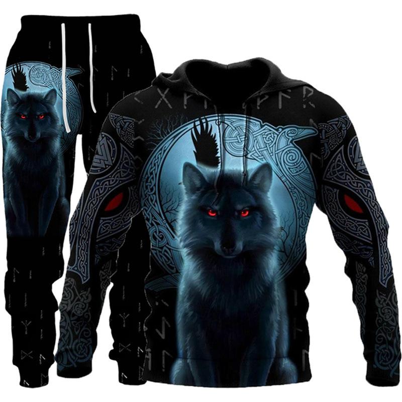 Vår og høst dress 3D dyreprint hettegenser for menn
