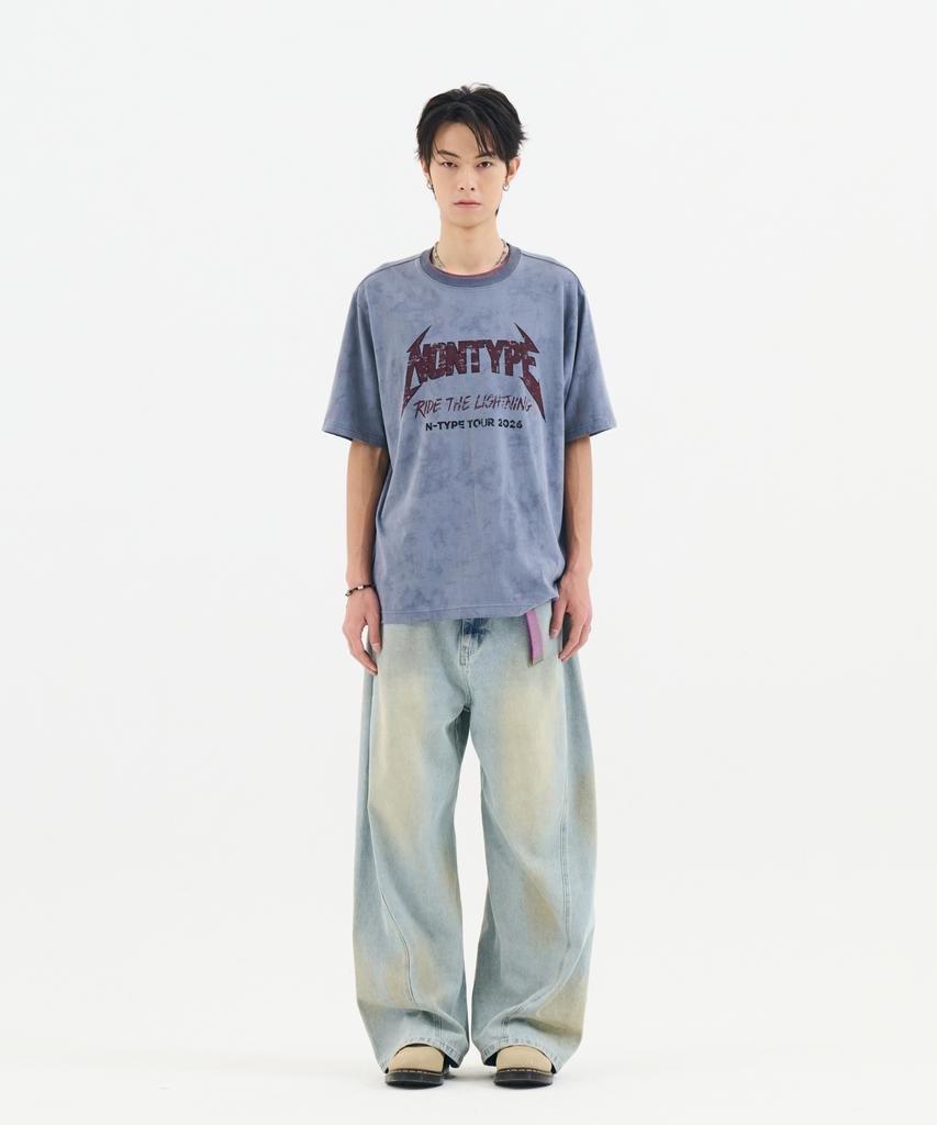 Nontai Pigment Dyed Vintage Band Graphic Tee (Blue)