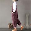 Fashion Women's Literary Cotton And Linen Strap Back Casual Pants Jumpsuit