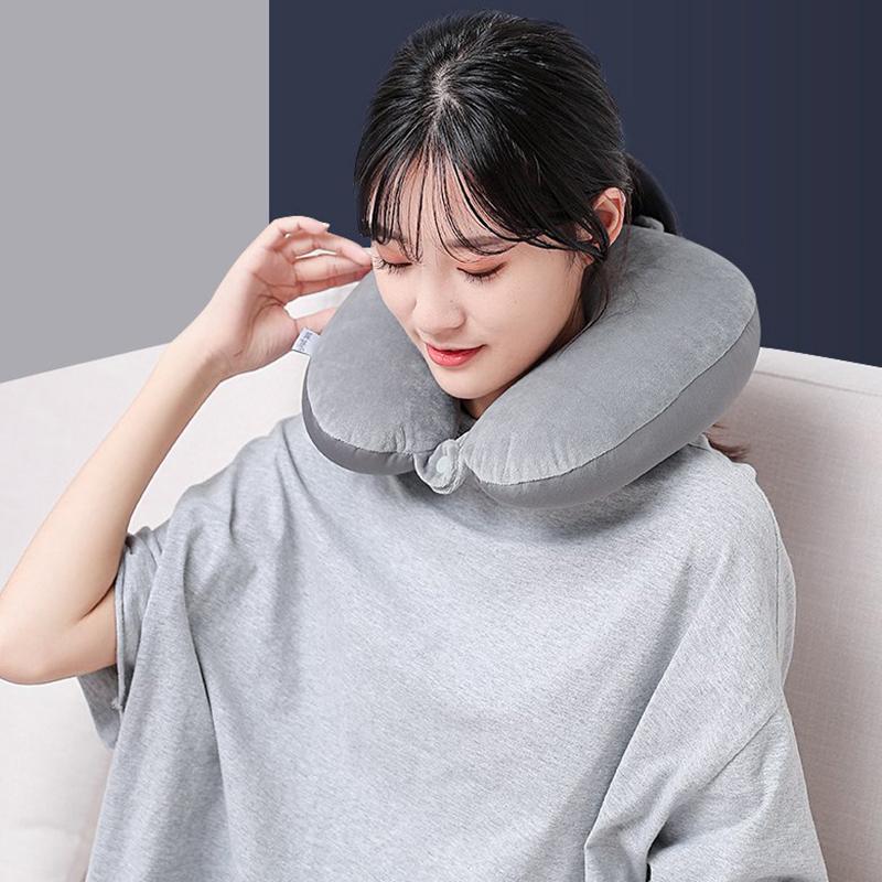 

1PC Car Neck Pillow Soft Travel Pillow With Foam Particles For Comfort On Airplanes Cars And Home Office Use Stuffed Toy темно-серого